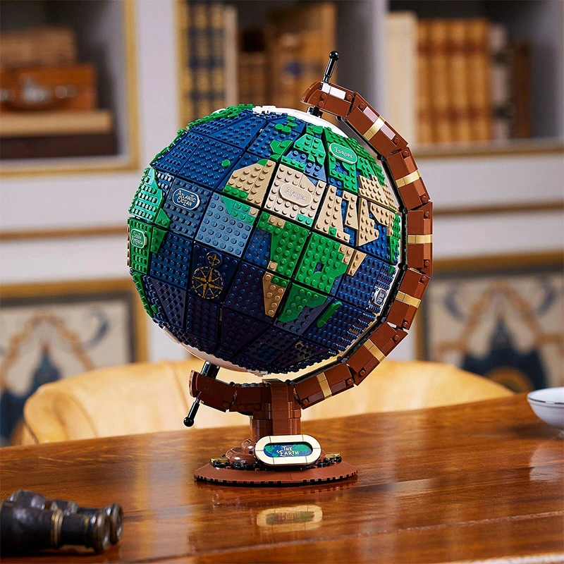 Blocs de construction Globe série créative (2585 pièces)-bricolage modèle de carte du monde géographie jouets éducatifs pour adultes cadeau de vacances