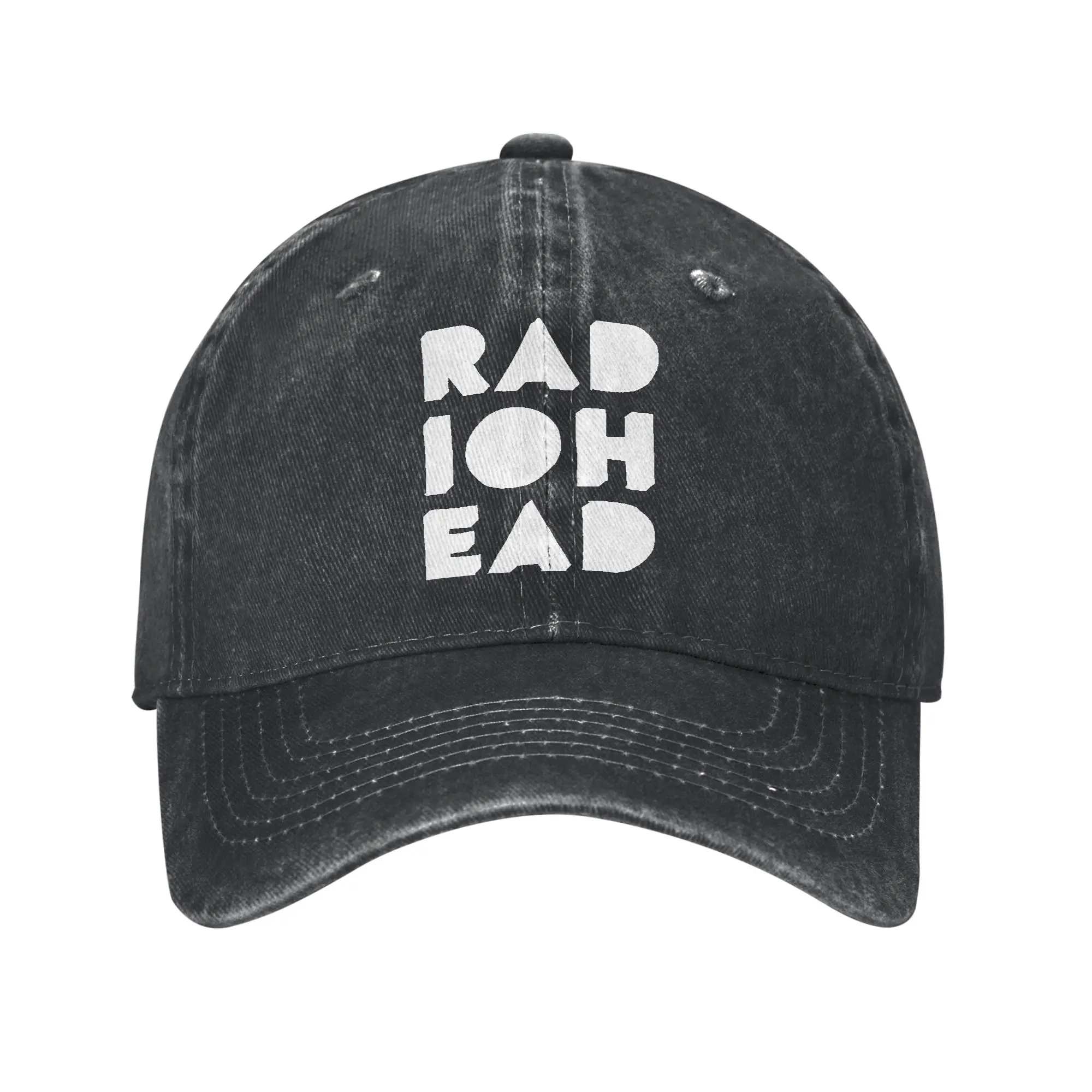 Czapki z daszkiem Radiohead, vintage, postarzane, dżinsowe, sprane, czapki przeciwsłoneczne, unisex, na treningi na świeżym powietrzu, regulowane, czapki z regulowanym rozmiarem