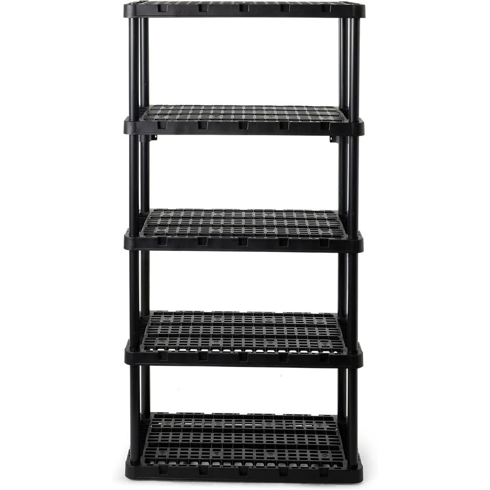 

Gracious Living 5-Shelf Plastic Storage Shelves Heavy-Duty Garage Shelving Unit Standing Organizer Rack for Kitchen Bathroom La