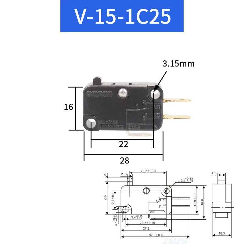 The Micro Switch Travel Switch Limit Switch V-15 V-152 V-153 V-154 V-155 V-156-1c25 10A250V