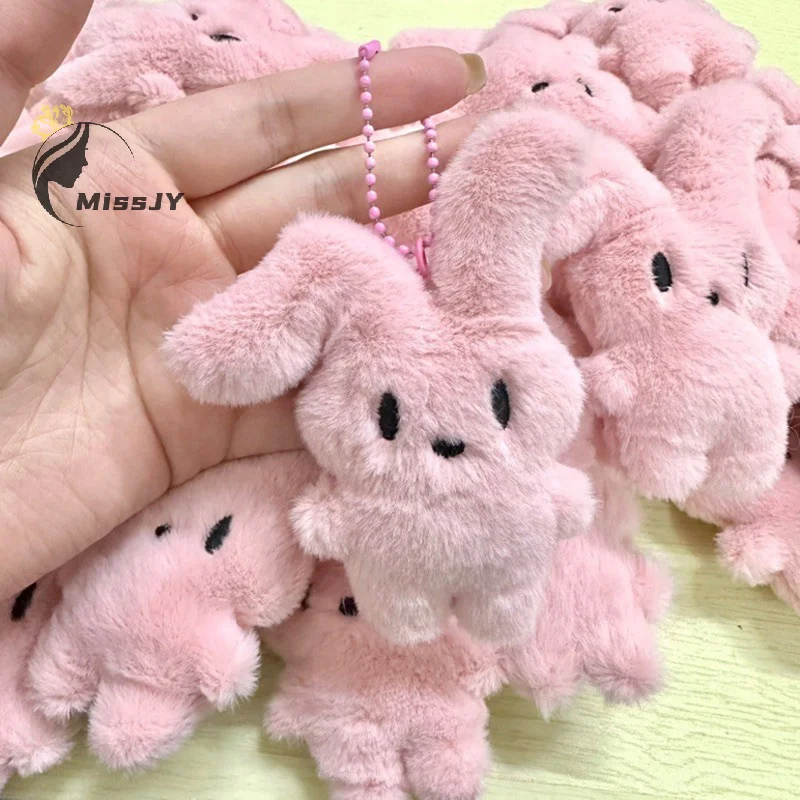 Porte-clés en peluche de dessin animé pour enfants, lapin rose, beurre, doux, mignon, sac à dos, clé de voiture, porte-clés, pendentif, ornements, cadeau pour filles