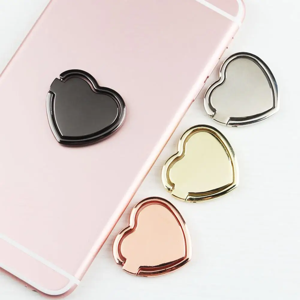 Heart Pattern Mobile Phone Finger Holder 360 Degree Self Adhesive Mobile Phone Stand Holder