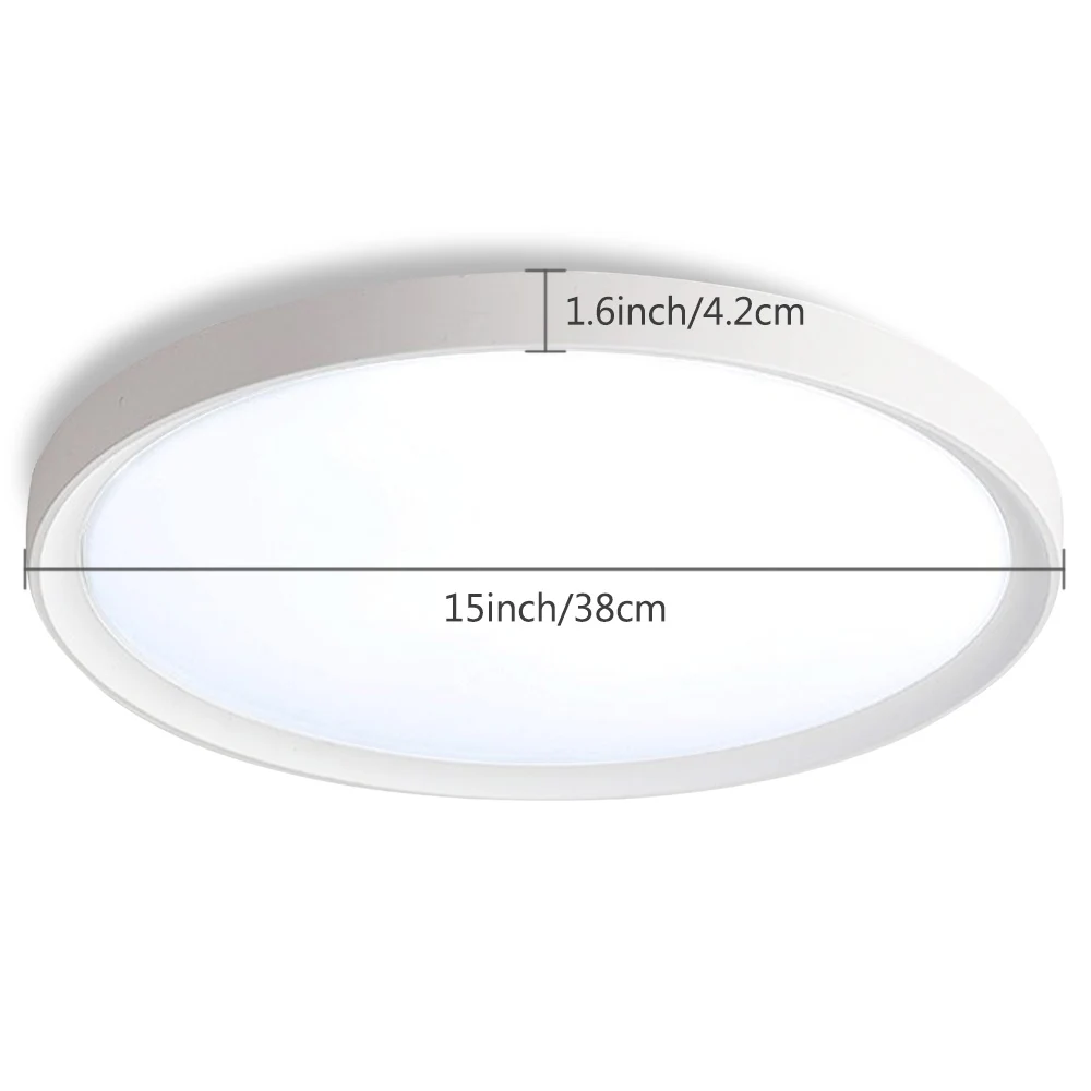 38cm Flush Mount LED Ceiling Light 36W Modern Flat Fixture 6000K 2500LM Thin Round Ceiling Lamp for Living Room Kitchen Bathroom