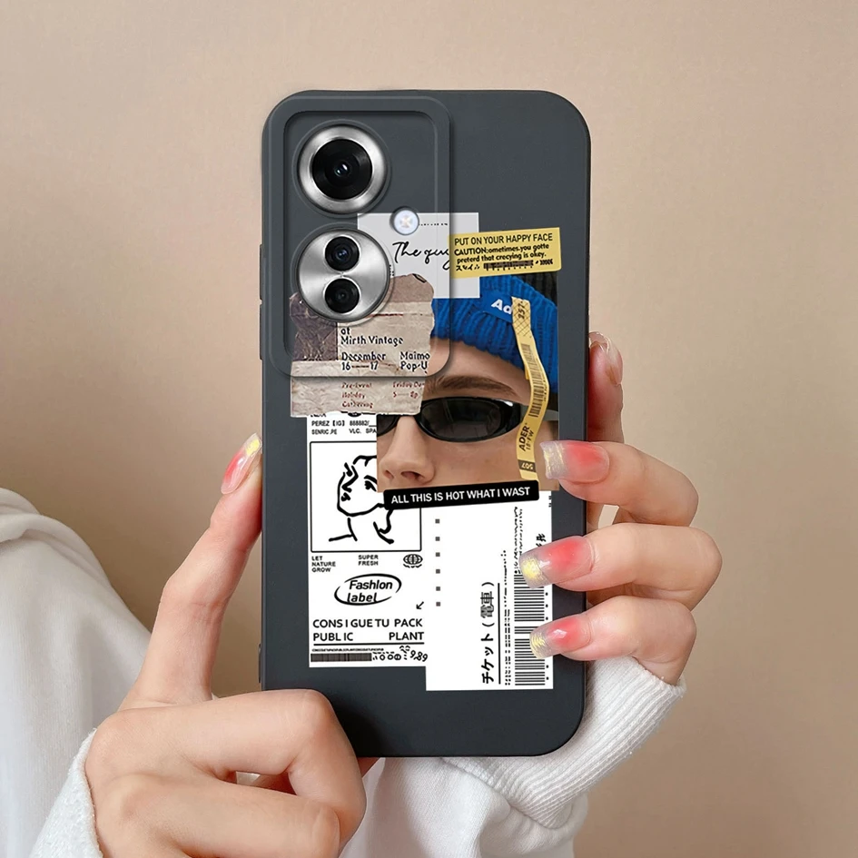 Phone Cover For Oppo Reno11 F 5G Case Pretty Butterfly Sunflower Screen Protector Matte Liquid Silicone For Oppo Reno 11f Fundas