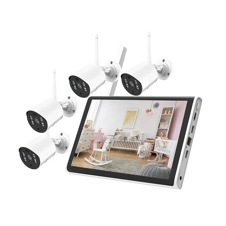 Smart Home Wholesale 10.1 Inch LDC Screen NVR KITS with 4 Cameras Supervise Camera Home Hotel Office Integrated Camera