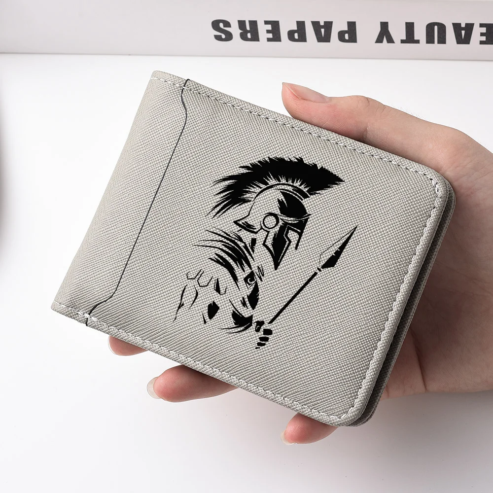 Cartera corta con patrón Spartak para hombre, tarjetero fino, cartera de cuero PU de alta calidad de lujo para hombre, Clip para dinero