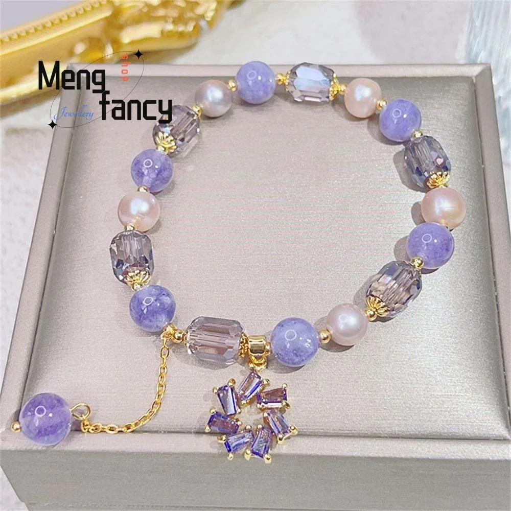 

Natural Amethyst Pearl Bracelet Female Simple Light Luxury Wind Turbine Pendant Fashion Jewelry Popular High-grade Holiday Gifts