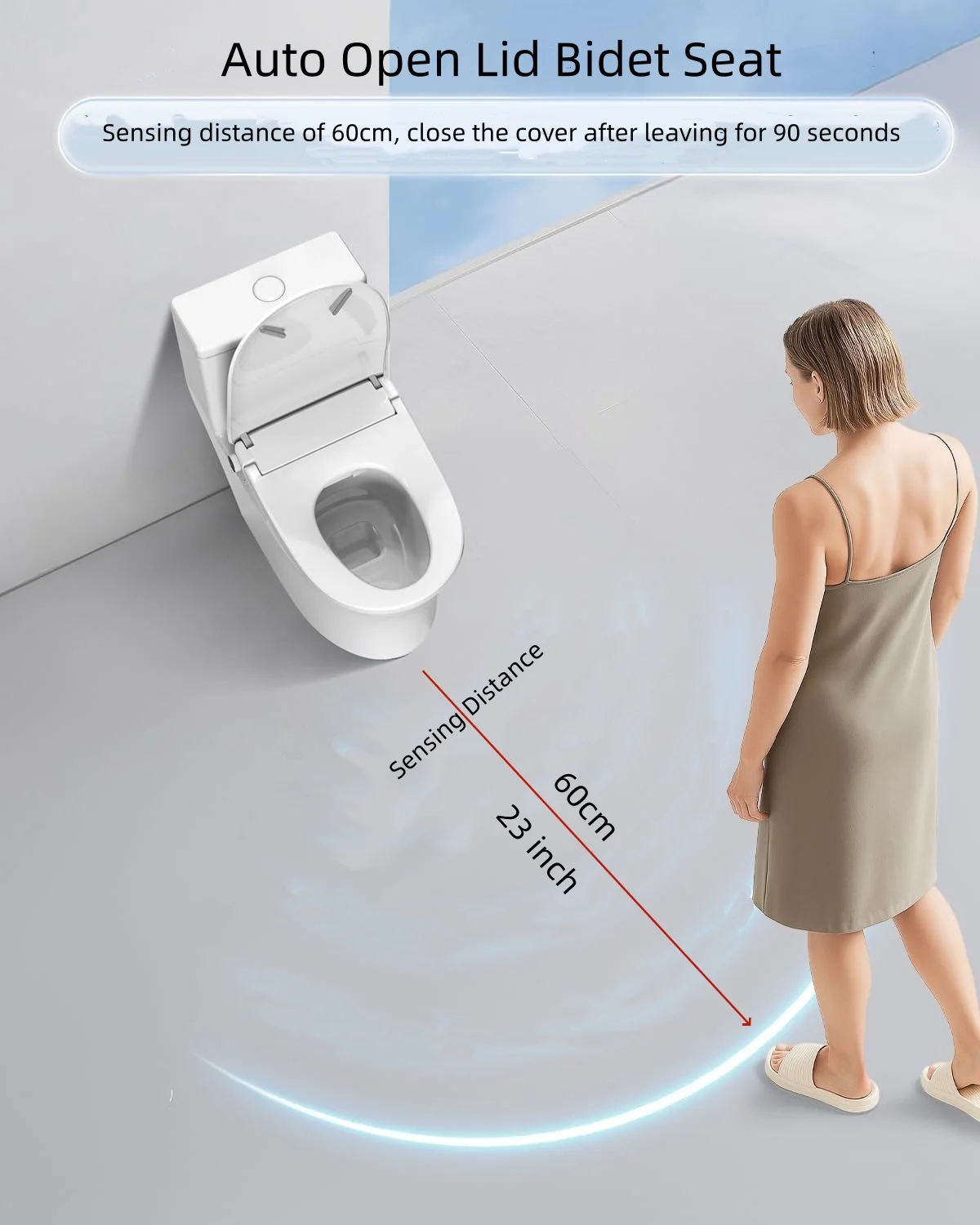 Sedile per bidet con coperchio aperto automatico, sedile per WC elettrico intelligente con acqua calda istantanea, asciugatrice, telecomando, ugello autopulente