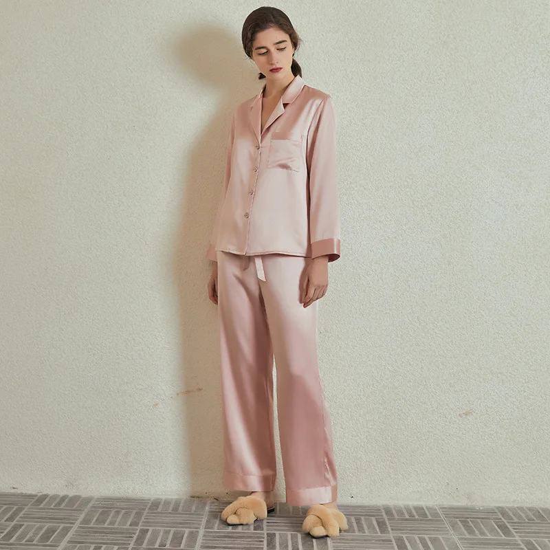 

30mm Muberry Silk 2Piece Women Pajama Set Autumn and Winter Pijamas Woman Long Sleeve Home Wear Pure Silk Two-Piece set Pajamas