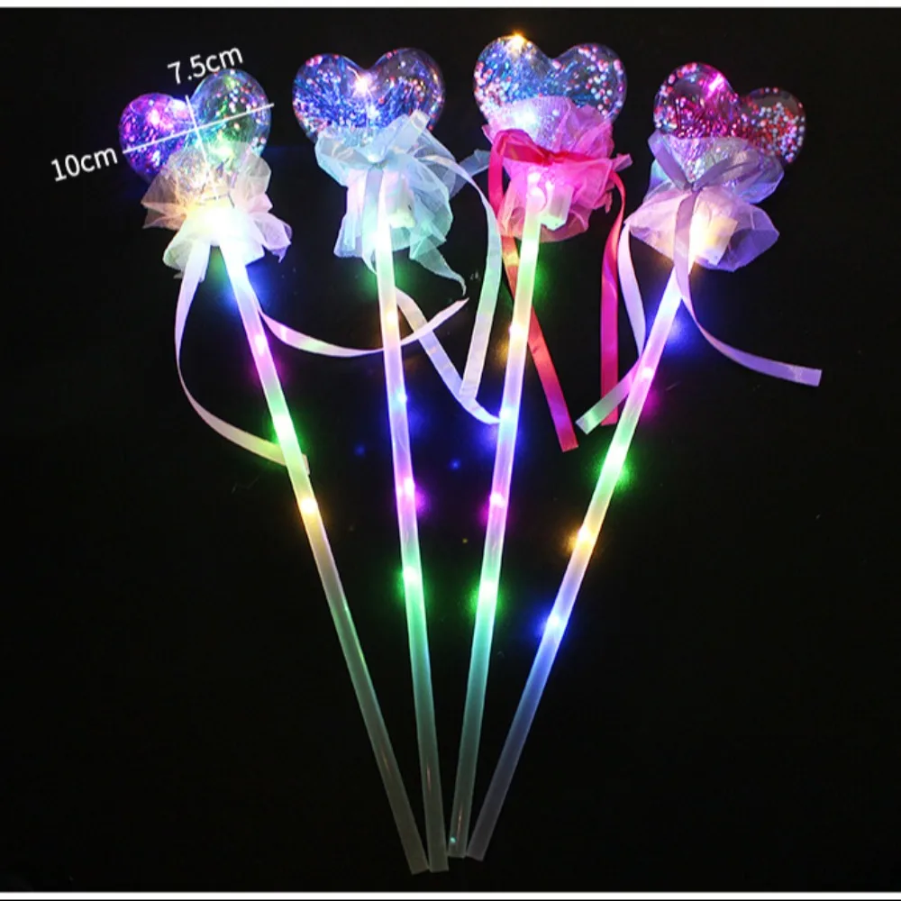 Star Love Heart LED Magic Fairy Stick Colorful Pop Ball Star Ball Flashing Lights Up Glow Sticks Party Cosplay Props