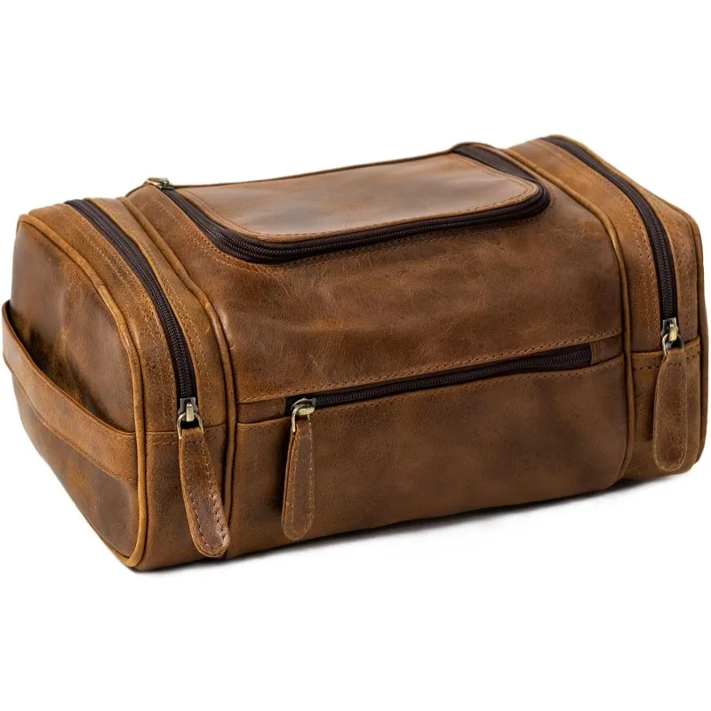 

Leather Toiletry Bag For Men Women Dopp Kit Mens Toiletry Bag (PREMIUM LEATHER) Travel Toiletry Bag