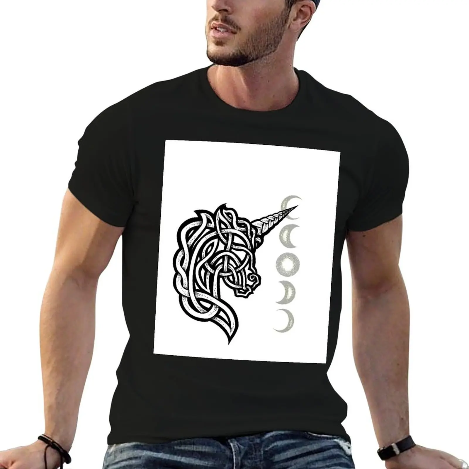 Unicorn Celtic Knot Dotwork T-Shirt quick drying shirts graphic tee graphic shirts anime t shirts men clothing