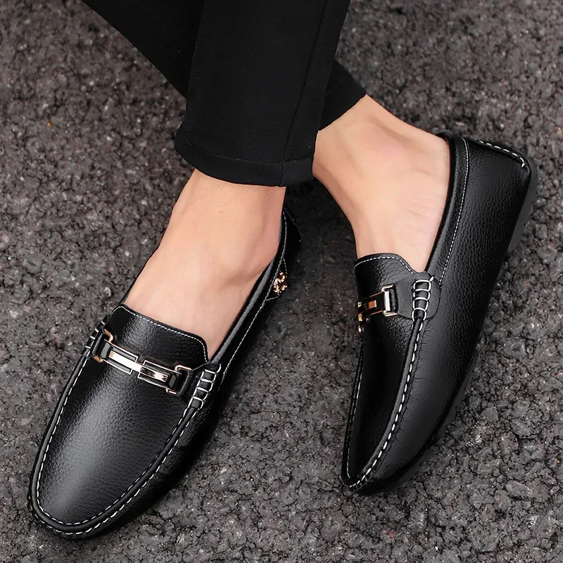 Genuine Leather Mens Loafers Soft Moccasins Ultra-light Soft-Soled Driving Shoes Handmade Male Leisure Walk Flats Man Lazy Shoes