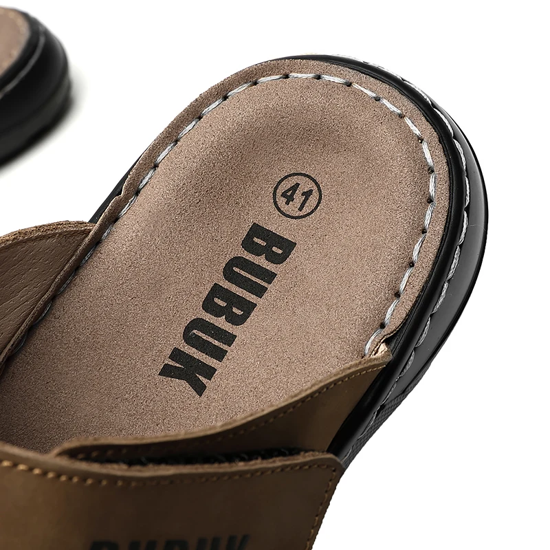 Erste Schicht Rindsleder Neue Herren Casual Hausschuhe Rutschfeste Sommer Strand Sandalen Geeignet für Outdoor Freizeit Sport Strand – Detail 7