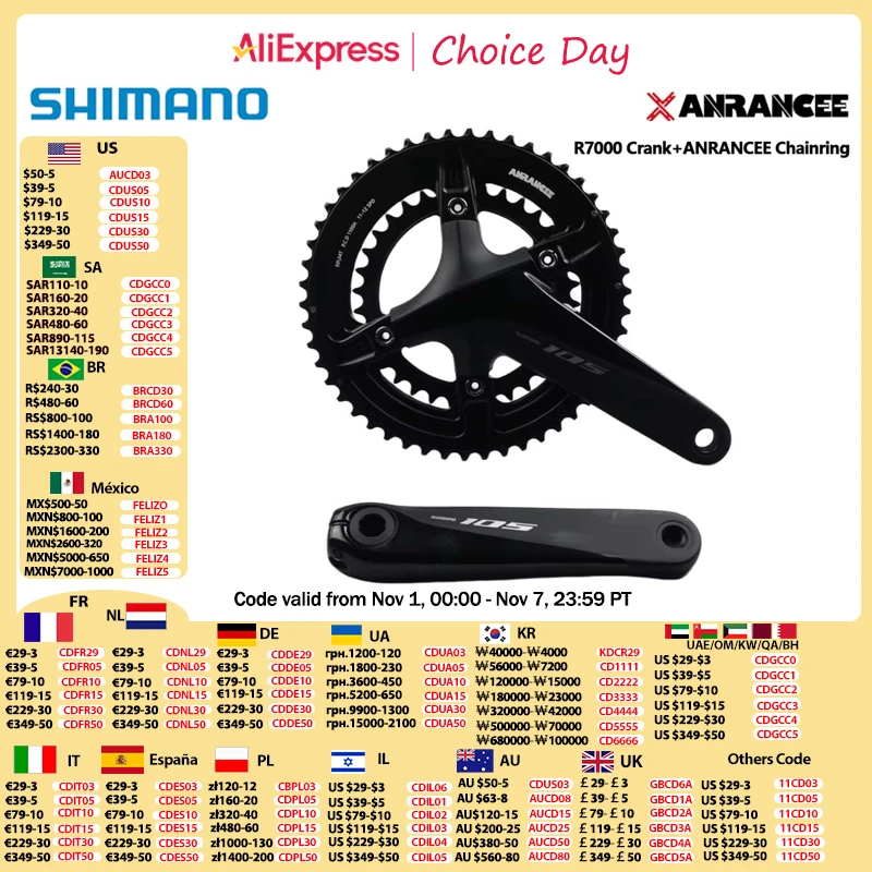 

Shimano Ultegra R8000 105 R7000 11s R7100 12s Crankset With 110BCD Chainring 50-34T 52-36T 53-39T Road Bicycle Crankset