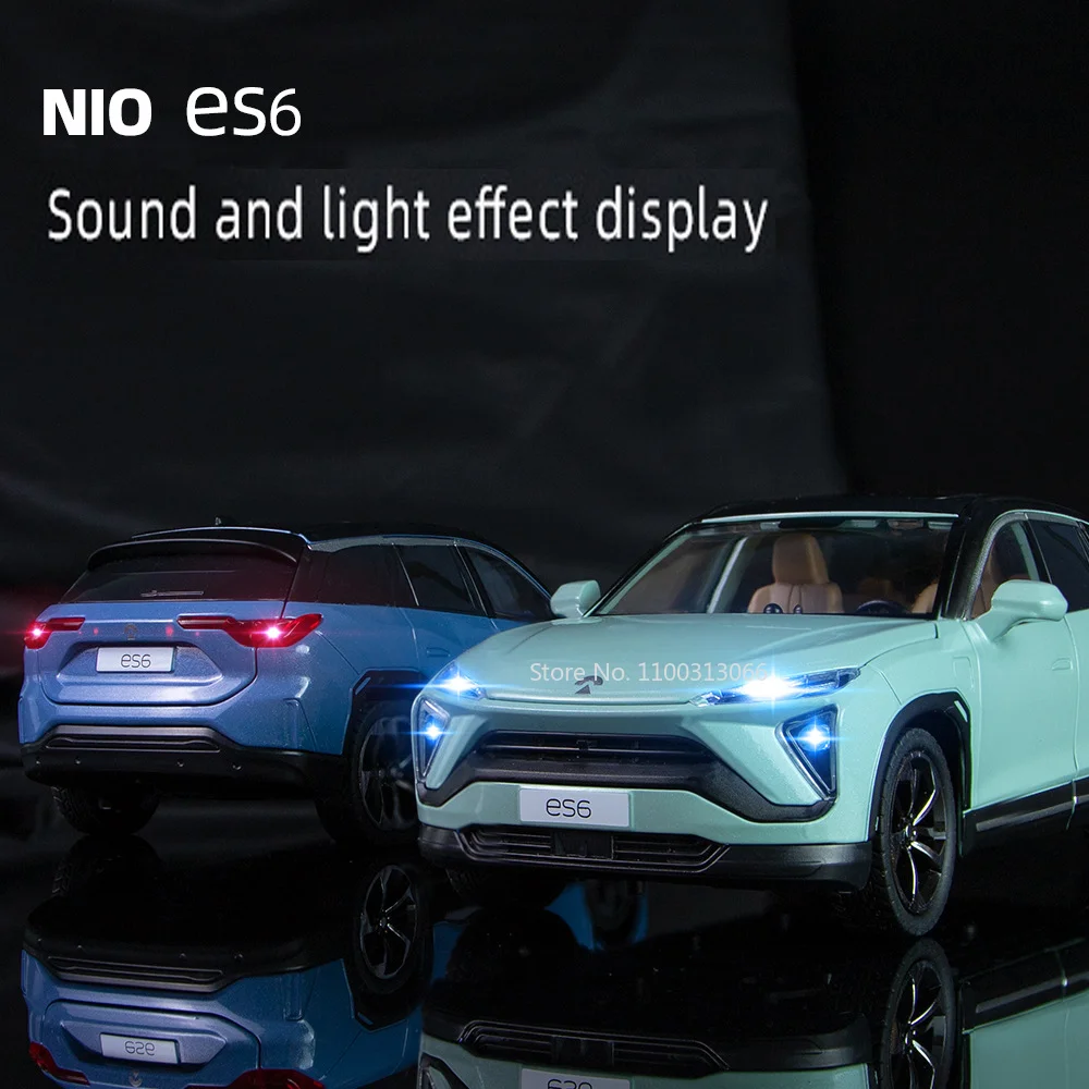 1:24 NIO ES6 SUV Alloy Car Model Diecast Metal Toys Vehicle Car Model High Simulation Collection With Sound Light Pull Back Car