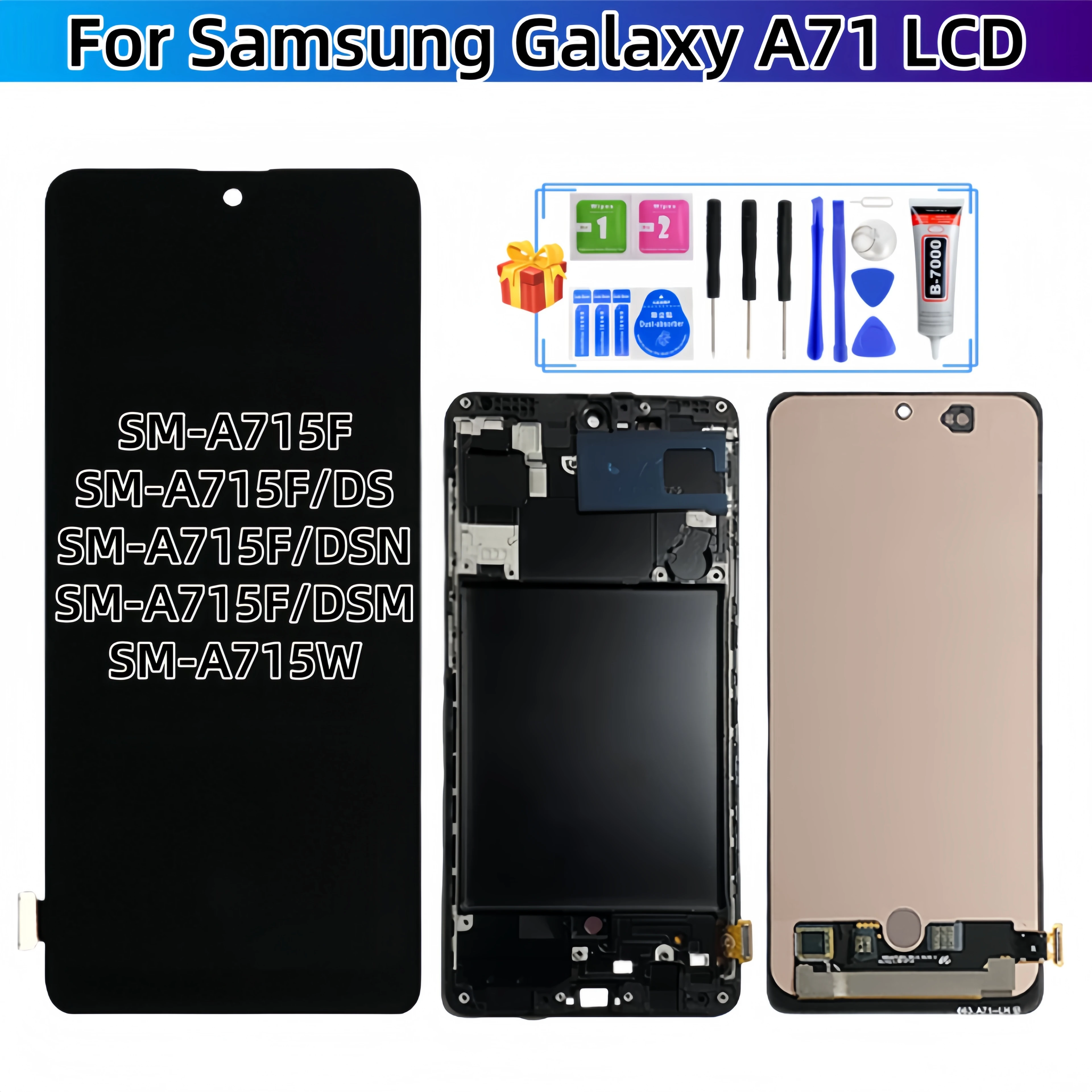 

Для Samsung Galaxy A71 4G 2021 SM-A715F SM-A715F/DS SM-A715W A715F/DSN ЖК-дисплей с сенсорным экраном в сборе, запасные части для ЖК-дисплея