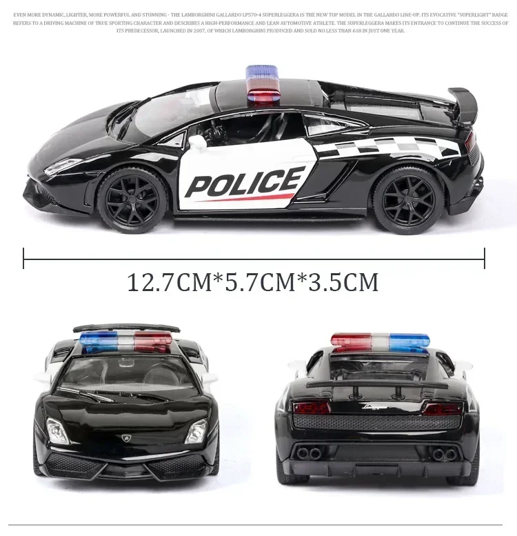 1:36 Lamborghini LP570-4 Gallardo police Haute Simulation Diecast Voiture En Alliage De Métal Modèle De Voiture Jouets Pour Enfants Collection Cadeaux F334