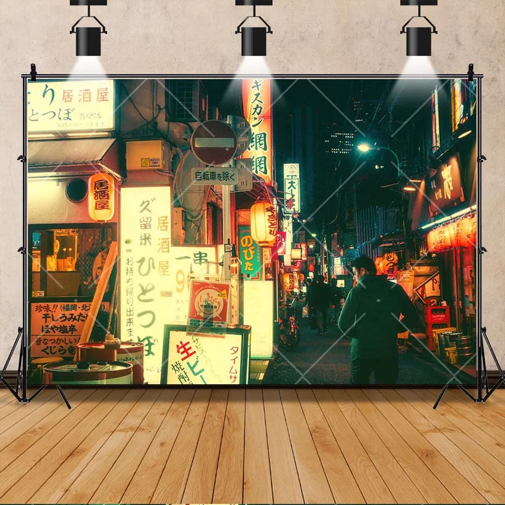 طوكيو النيون موضوع خلفيات للتصوير الفوتوغرافي ديكورات الحفلات الداخلية اليابانية ليلة عرض الخلفيات صور استوديو الدعائم