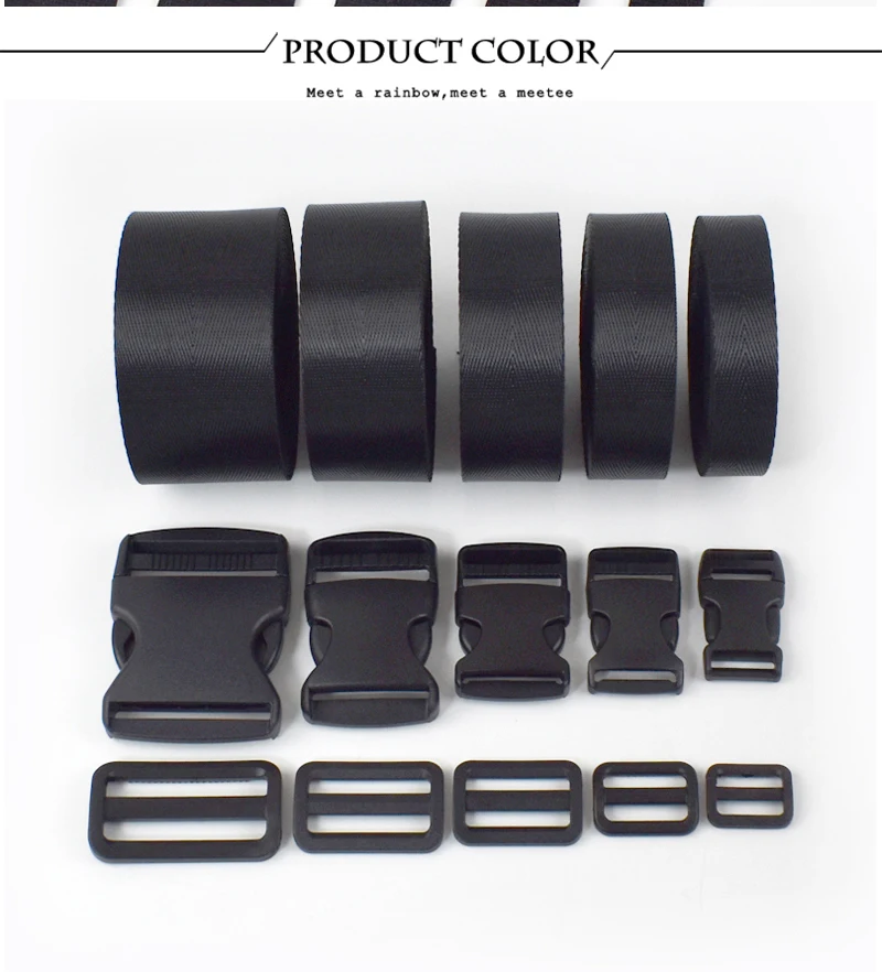 1/2/3/5Sets 20–50 mm Hundehalsband-Zubehör, Kunststoff-Entriegelungsschnalle, Nylon-Gurtband, Schieber, Tri-Glide-Gurtband, seitlicher Clip-Hakenverschluss – Detail 9