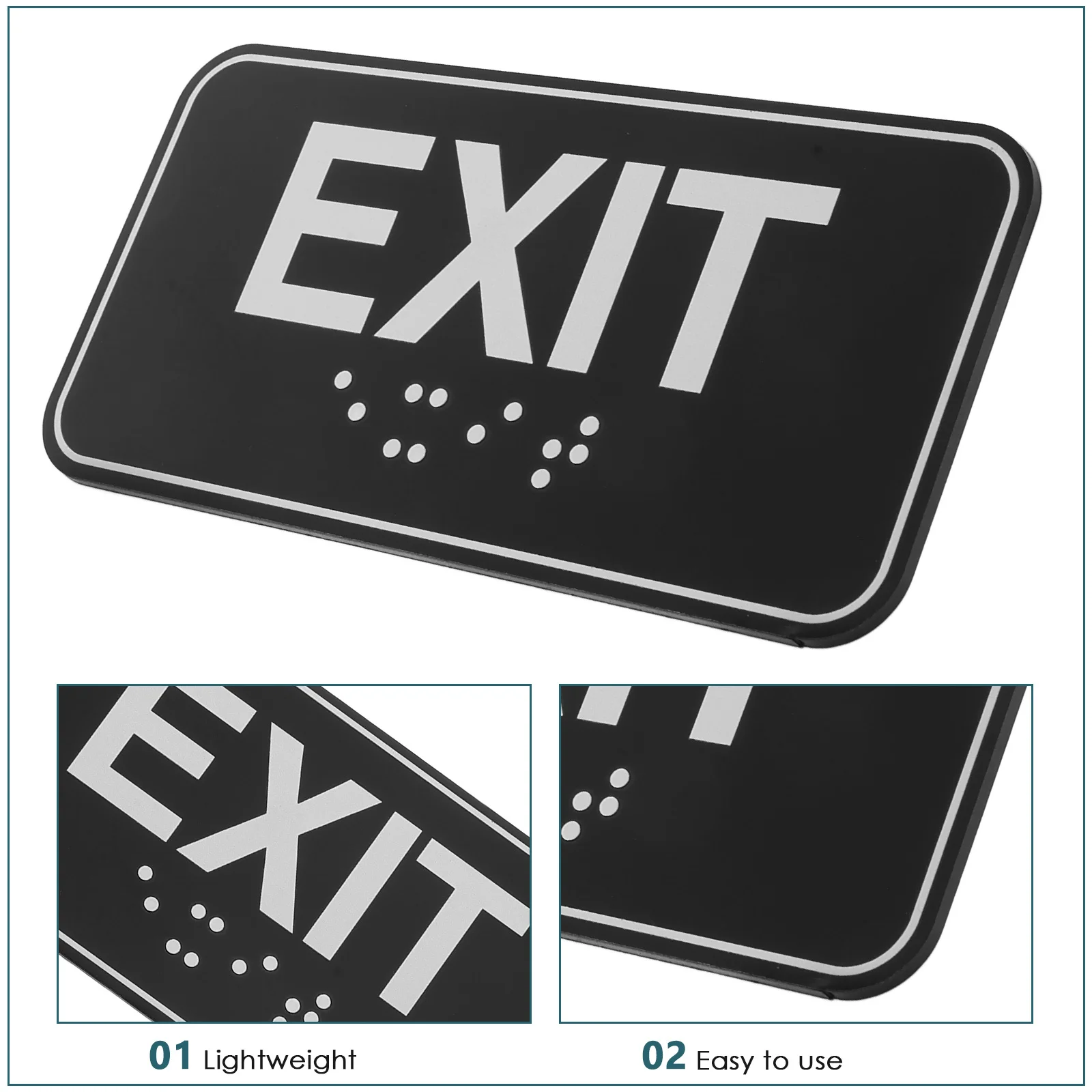 Veilig uitgangsindicatorbord Ada-conform Braille-sticker Openbare plaatsen Werkplekken Snelle toepassing Duurzaam Heldere kleuren