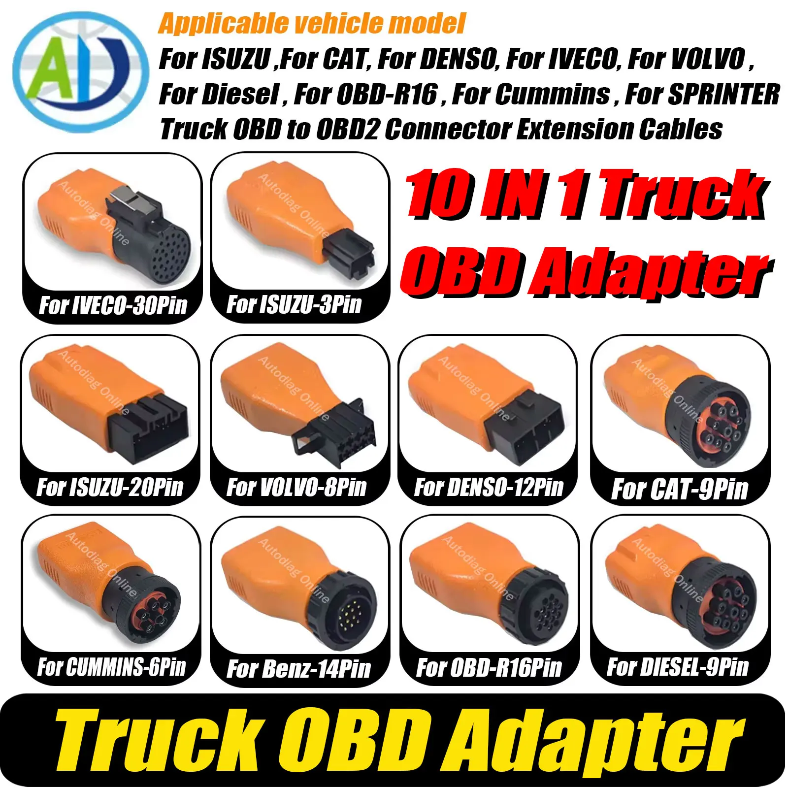 

Адаптер OBD2 для грузовиков IVECO/VOLVO, диагностический сканер OBD2, адаптер для диагностики CUMMINS, адаптер для автомобилей ISUZU/CAT/DENSO