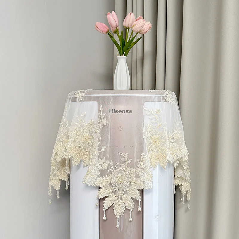 

Handmade Lace Air Conditioner Dust Cover Vertical round Bedside Table Television Towel Custom Fit Universal Cover Cloth