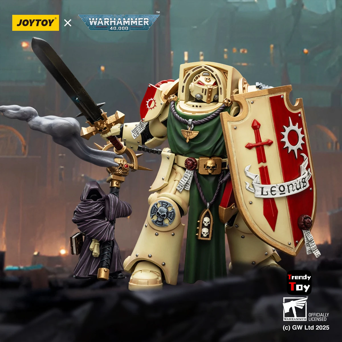 【JOYTOY】Warhammer 40K Dark Angels Deathwing Knight 2Power Sword Storm Shield and Watcher in The Dark 1/18 Action Figu