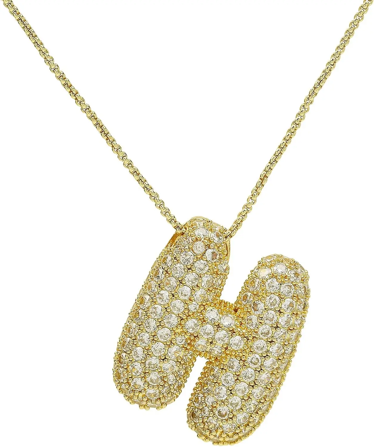 

Ожерелье Liu Jun с надписью-пузырьком из золота для женщин, кулон-буква из кубического циркония в форме шара, позолоченный 18-каратным золотом, изящное, эффектное украшение