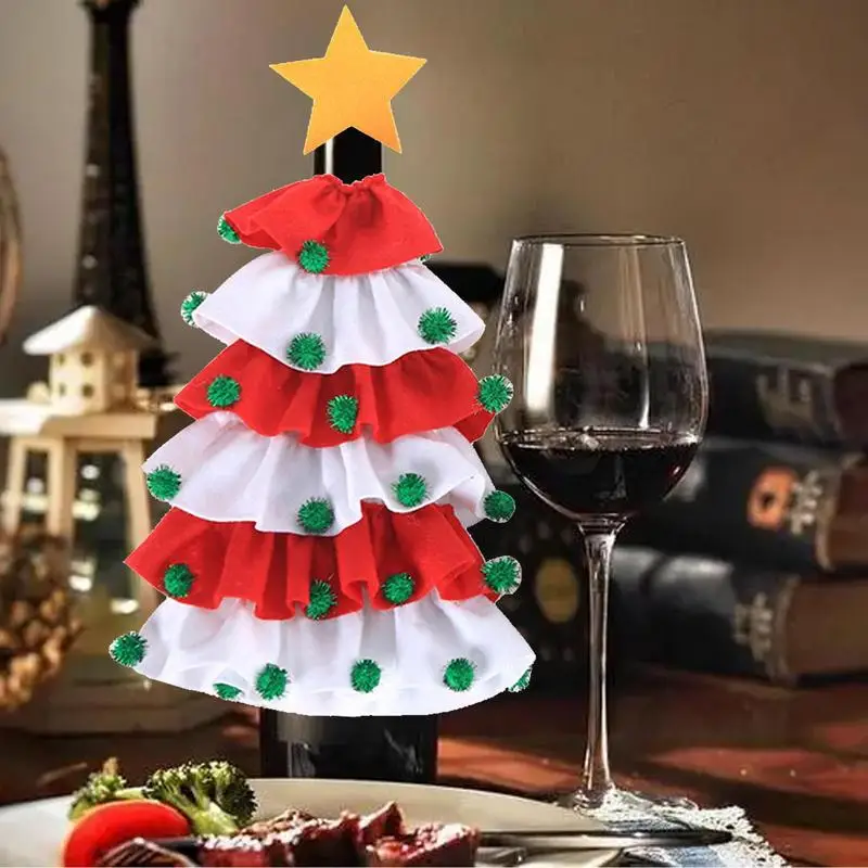 Christmas Wine Bottle Bag Christmas Tree Shape Wine Bottle Cover Wine Bottle Cover for Party Supplies Dinner Banquet Decorations