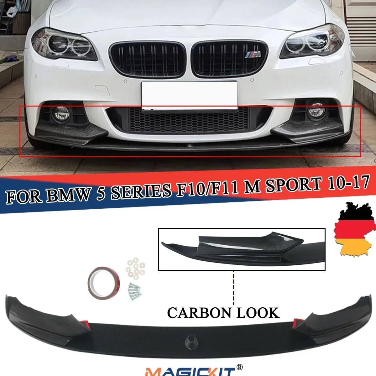 

MagicKit For BMW 5 Series F10 F11 M Sport Performance Front Splitter Spoiler Lip Diffuser