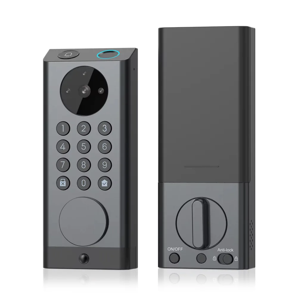 

IP68 Водонепроницаемая камера-видеодомофон, умный дверной замок Tuya Wifi с поддержкой Alexa, дверной звонок, считыватель отпечатков пальцев, NFC, цифровой кодовый замок