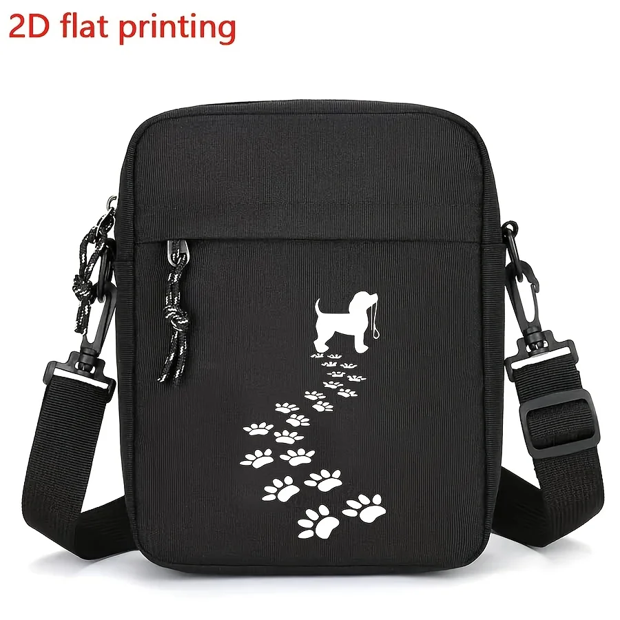 

Cute Dog Paw Print Men's Crossbody Bag Casual Commute Travel Zipper Messenger Bag for Dog Owners Gifts Fun Animal Shoulder Bag