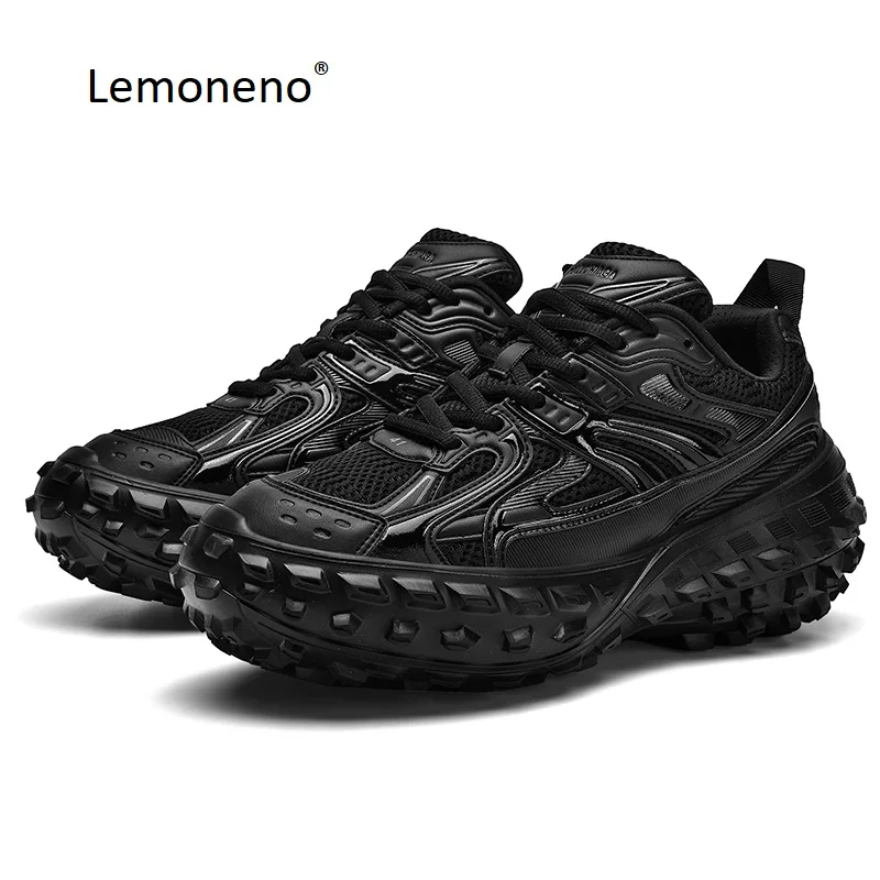 Lemoneno 2024 Running Shoes Tire Sole Training Sport Shoes Black,Casual Sneakers Lace Up Light & Comfort Footwear Travel Walking