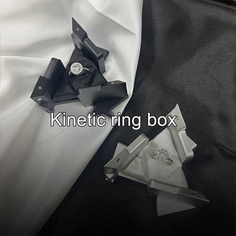 Aluminum Alloy Kinetic Energy Ring Box Rotating Mechanical Deformation Jewelry Storage Display Box Creative Proposal Cube Boxes