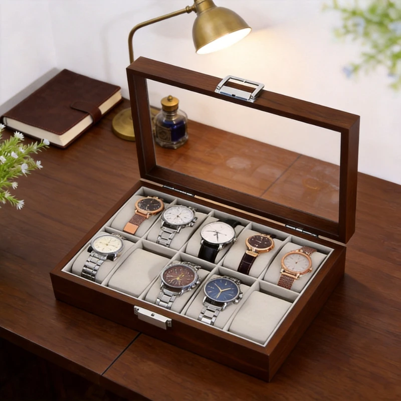 Premium Bambus-Holz-Uhrenbox m – Watch Display Case Glass Top 12 Slots Bewertung und Preis