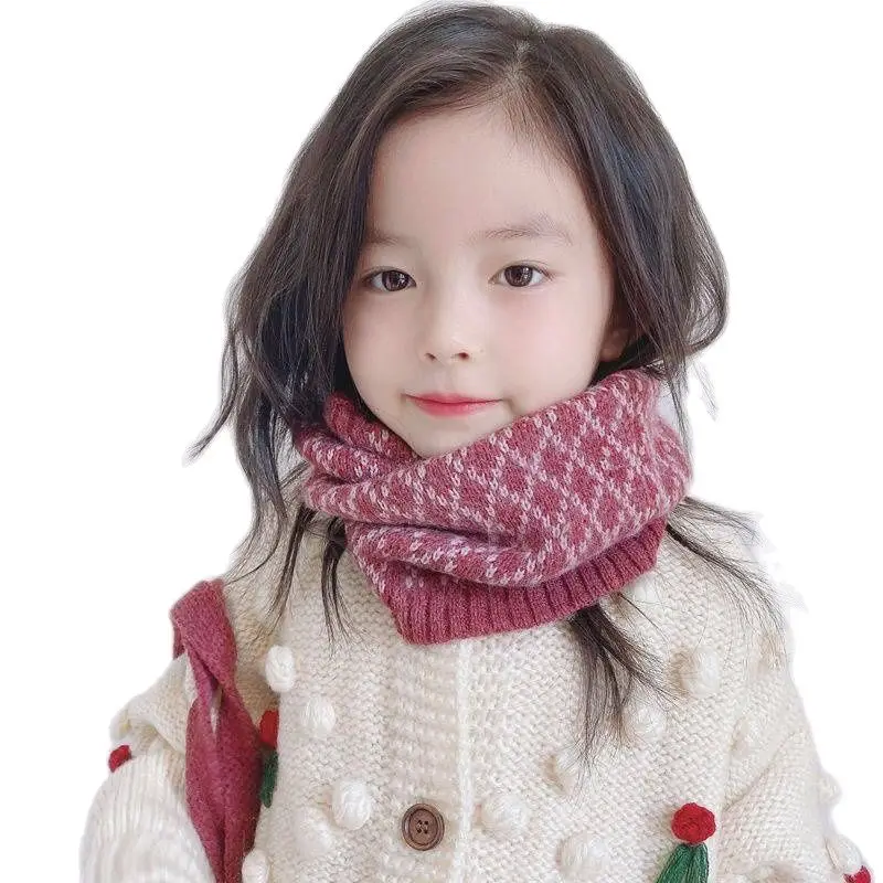 2024 New Arrival Winter Boy Girl Scarf Cotton Soft Acrylic Snow Snoods Neck Warmer Knitted Scarves for Toddler Kids