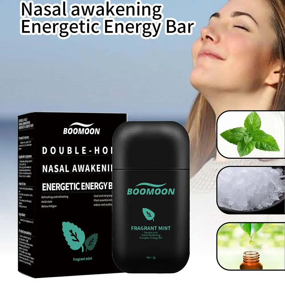 Barra de succión Nasal, doble orificio de menta, energía de aceite, energía, congestión Nasal Sobe refrescante, 3 unidades