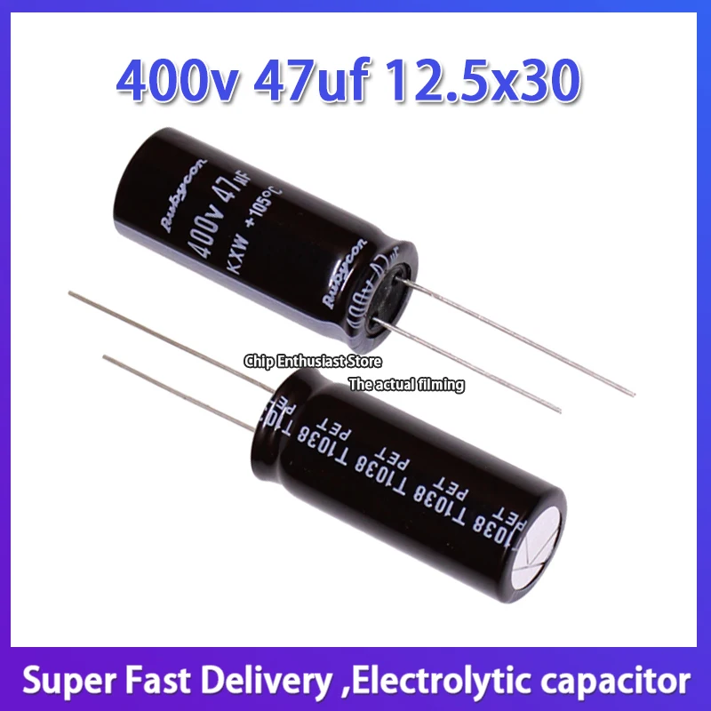 

10PCS Rubycon imported aluminum electrolytic capacitor 400v 47uf 12.5x30 ruby kXw high ripple current