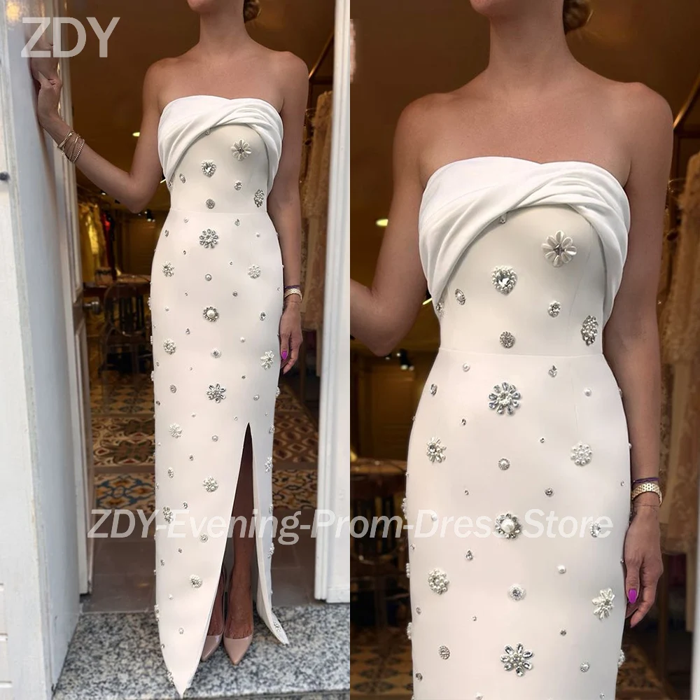 

Customized Luxury Beads Long Evening Dresses for Special Occasions Ivory Floor-Length Mermaid Women Gala Party Dress 2025