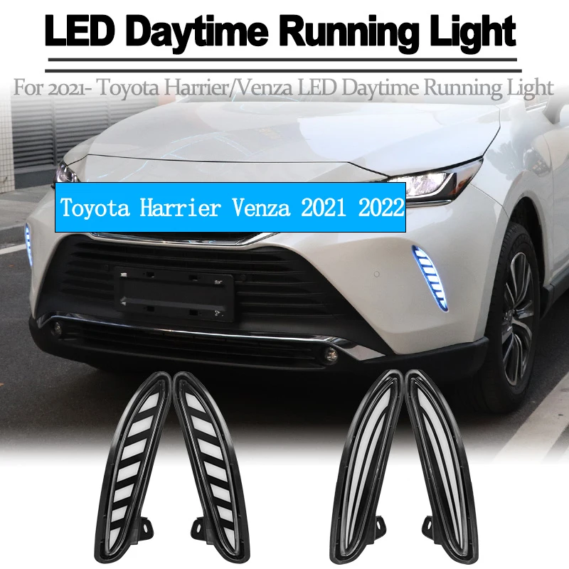 

2PCS DRL With Turn Signal Yellow Led Daytime Running Light Front Bumper Fog Driving Lamp For Toyota Harrier Venza 2021 2022