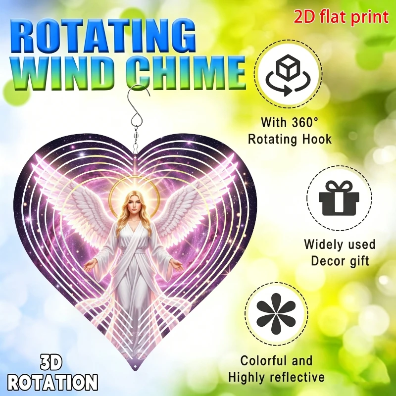 1pc  Wind Chime, with 360° Infinite Rotating Hook, Pattern - 