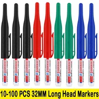 10/100 PCS 32MM Long Head Marking Pen Multi-purpose Carpentry Decoration Deep Hole Woodworking Pens Art Supplies Stationery