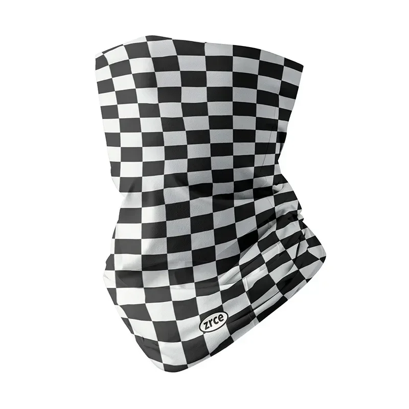 

Black White Grid Bandana Cycling Face Mask Men Women Motorcycle Riding Face Cover Windproof Anti-UV Magic Scarf Tube Bandana