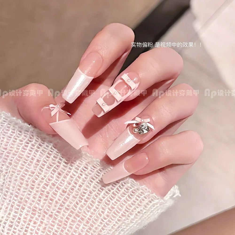 Cute Childlike Fun 3D Rilakkuma Glitter Almond Nail Patch Bowknot Hand-Drawn Star Chicken Strawberry Nail Art Party Stickers view 6