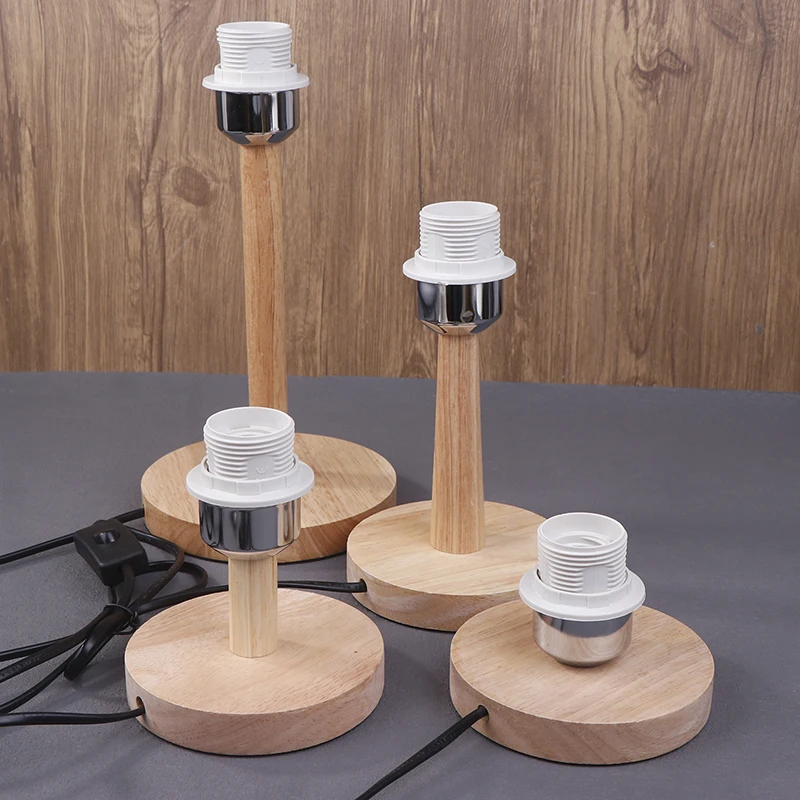 

1Pcs E27 Circular Solid Wooden Base Holder Lamp Cup With Cord ON OFF Switch For Table Lamp Plug In Lamp Bedside Lamp Holder
