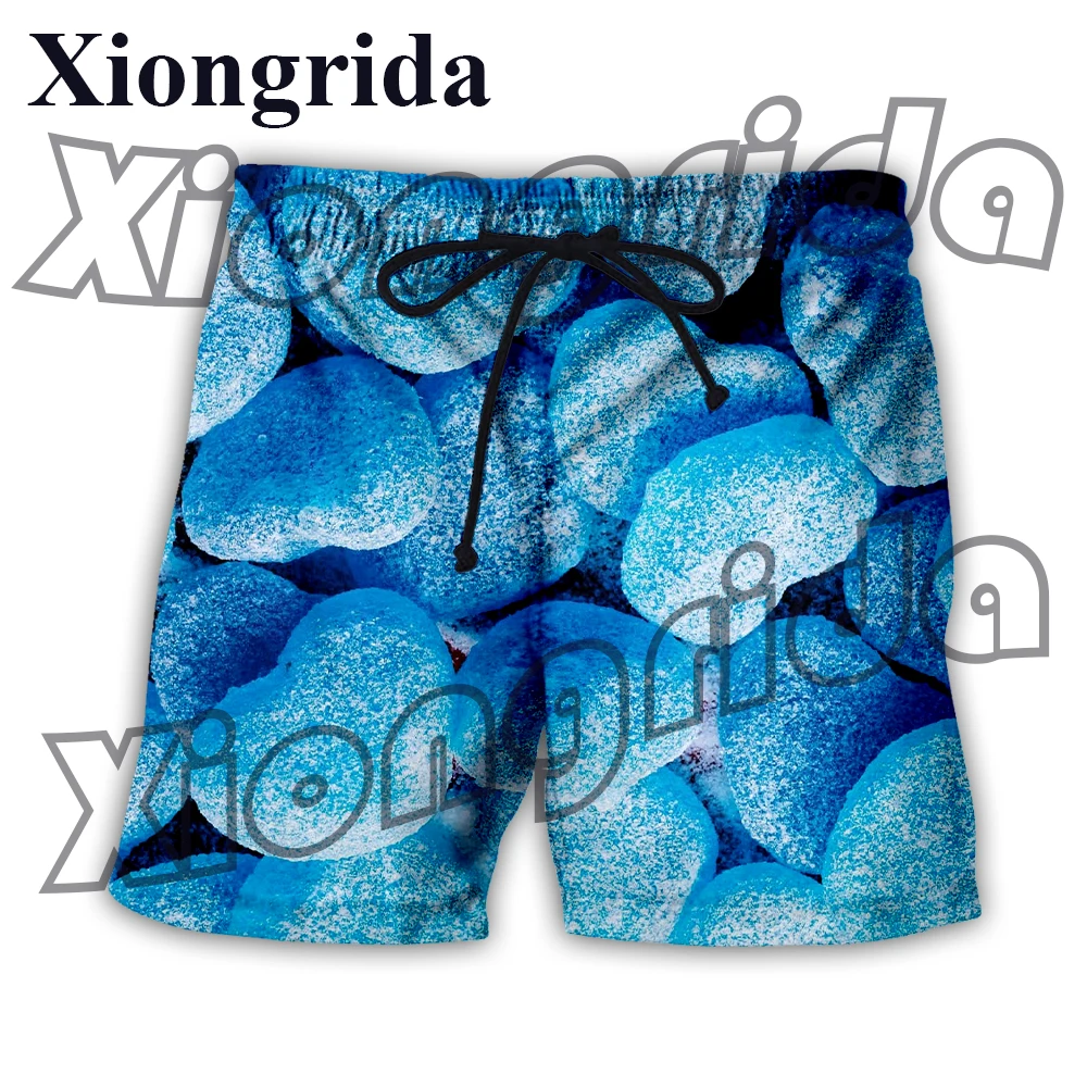 Shorts de Praia de Cordão Masculino, Unisex Verão Swim Trunks, Impressão Digital 3D, Doces, Moda, S-6XL