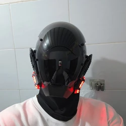 Cyberpunk mask Red lighting LED Halloween Festival party Cosplay Helmet Knight PROM gift for adults