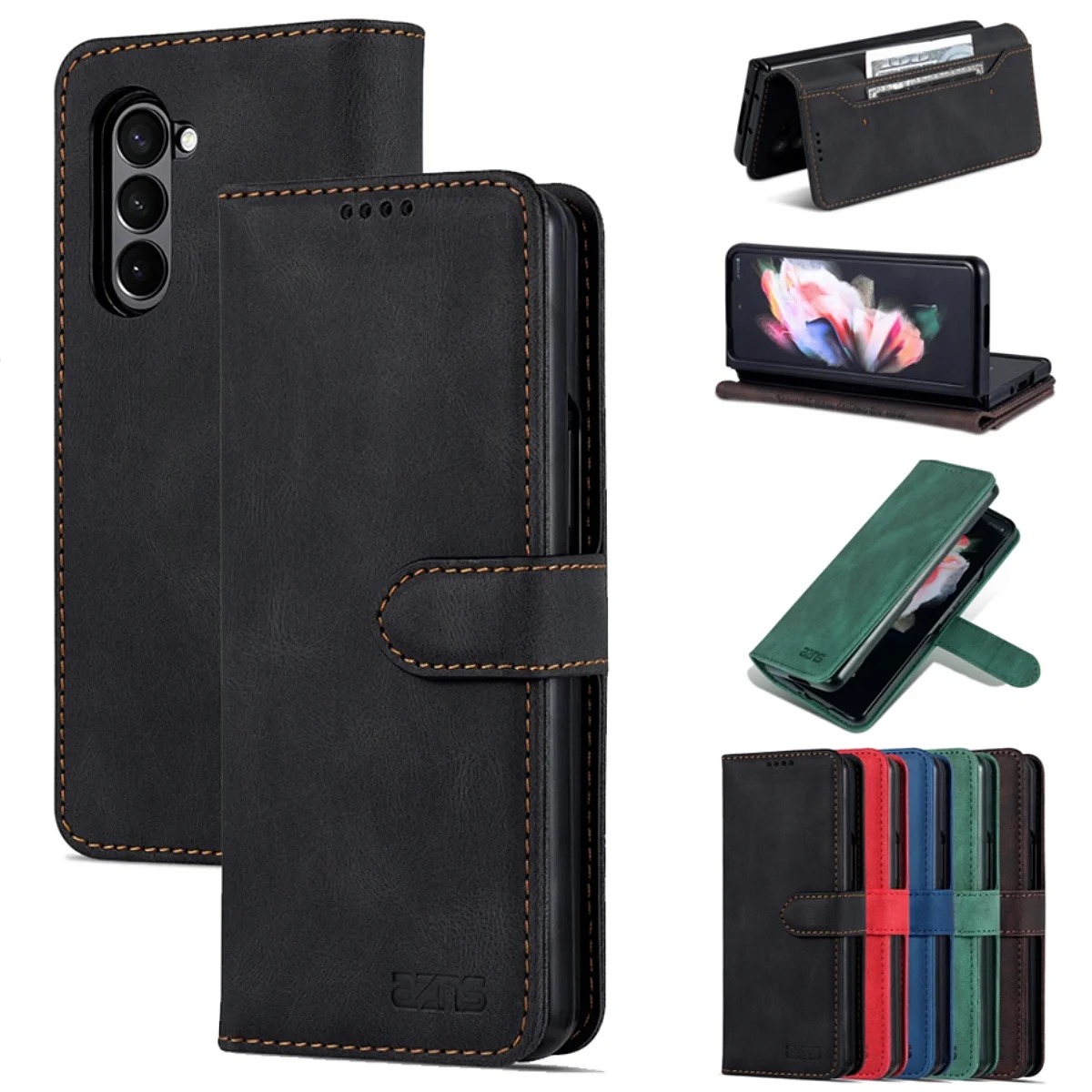 Business Flip Leather Case voor Samsung Galaxy Z Fold 7 6 5 4 3 5G Fold7 2025 Luxe Magnetische Flip Book Card Portemonnee Telefoon Cover