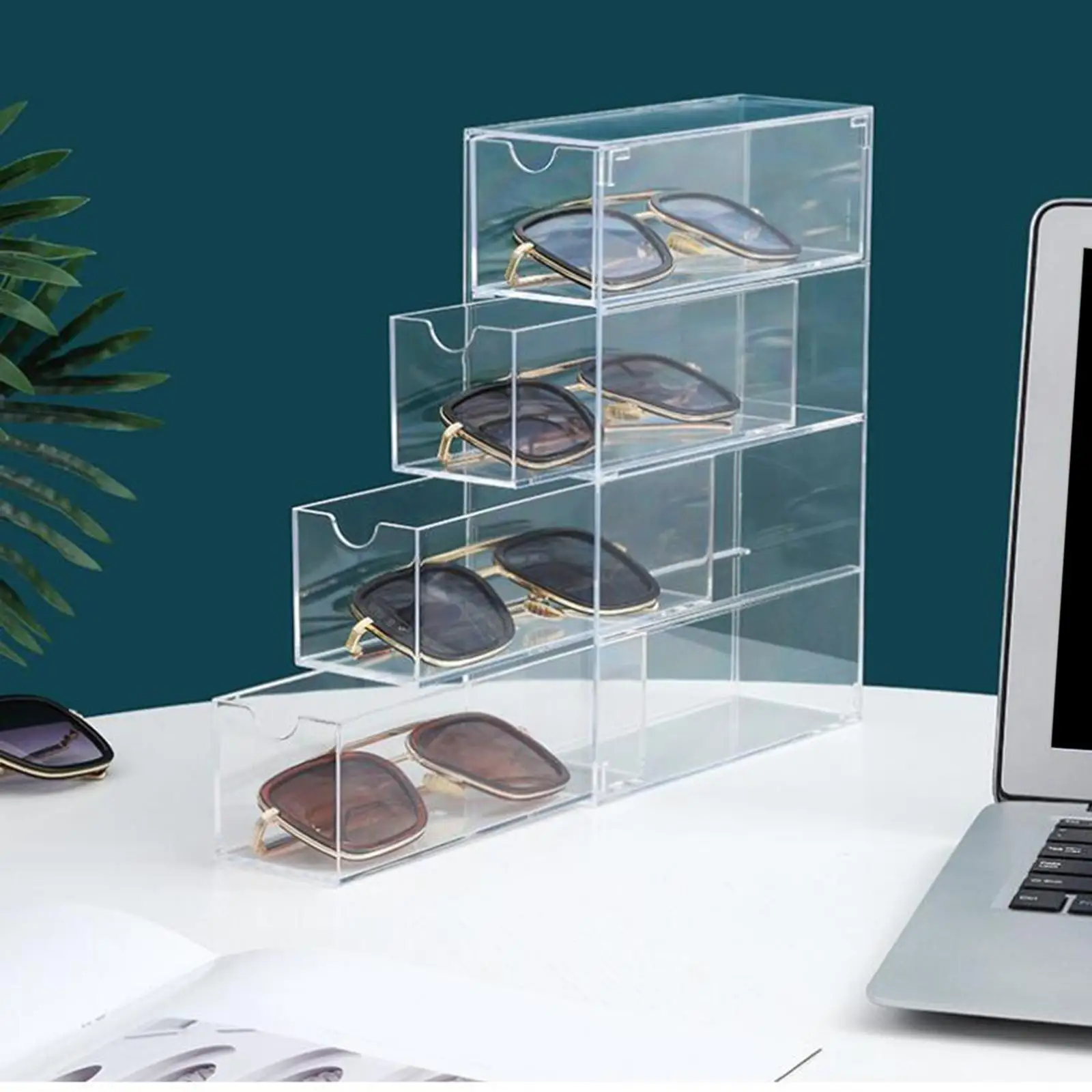 

Makeup Organizer Acrylic 4 Drawers Transparent Container for Office Glasses